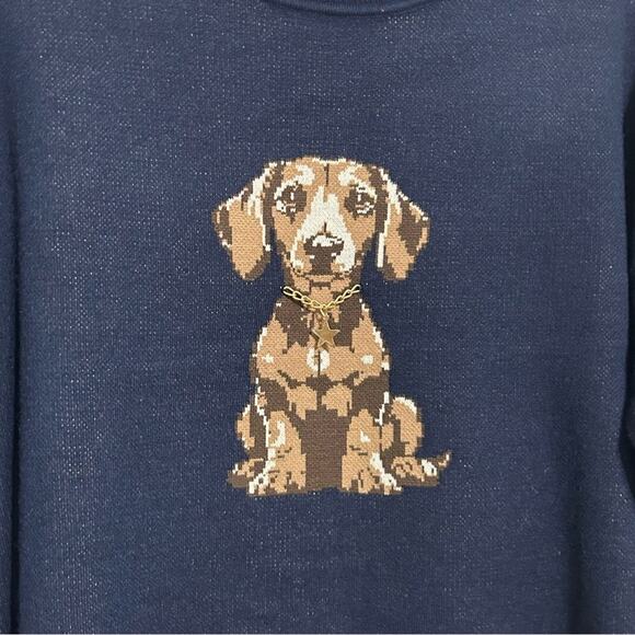 Nikka K Dachshund Dog Novelty Sweater star charm cozy Christmas Holiday NWT XL - Picture 3 of 8